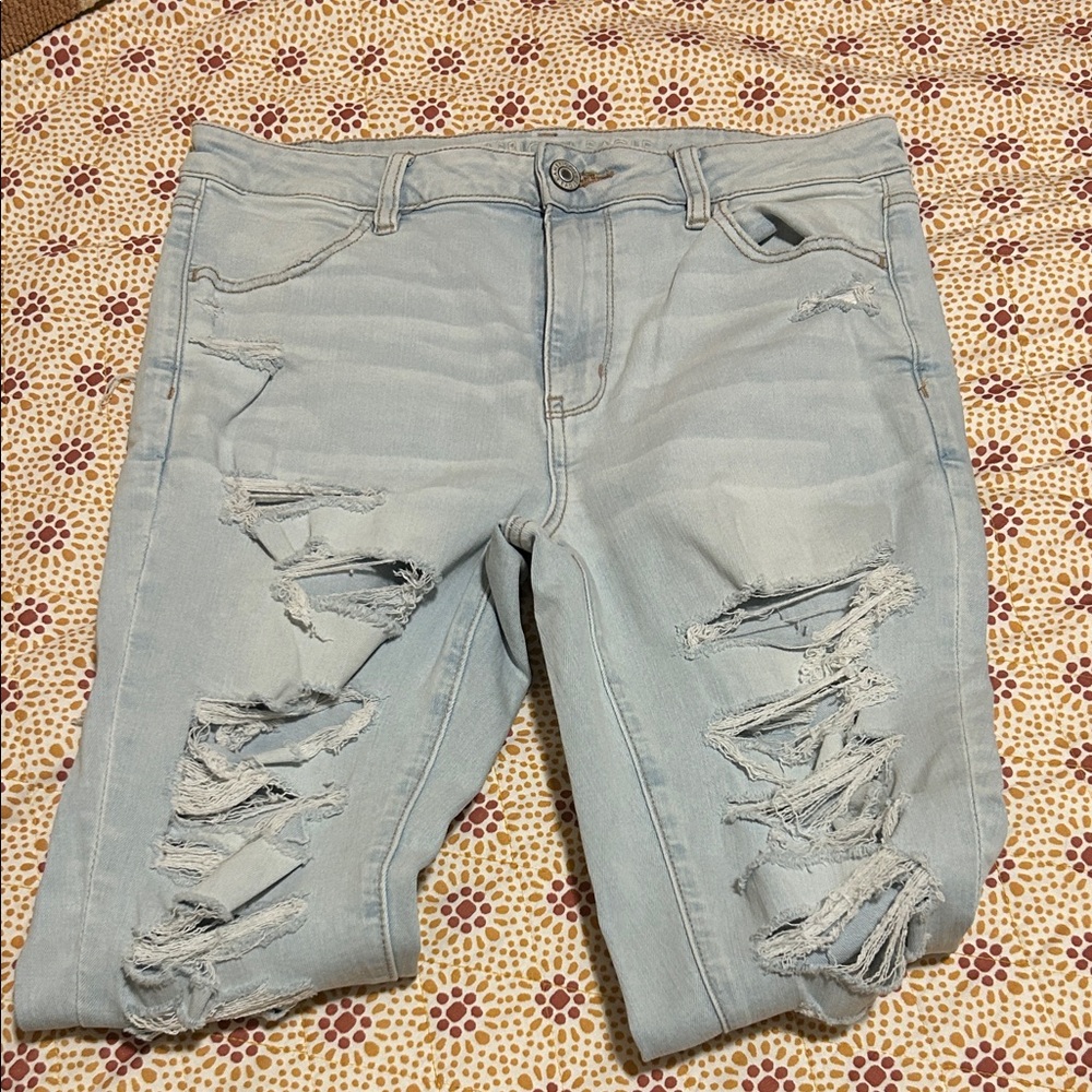 American Eagle Outfitters Light Blue Distressed Boyfriend Jeans - Picture 2 of 6
